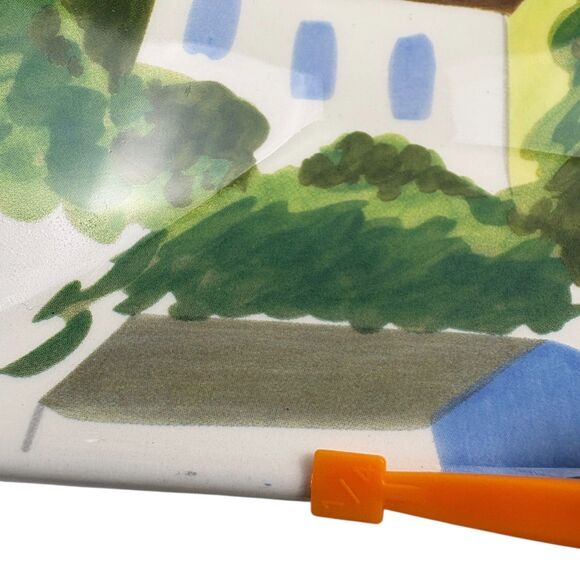 VTG Pier 1 One Villa del Sol Hand-Painted Square Plate Vibrant Village Folk Art - Picture 8 of 15